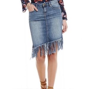 William Rast asymmetrical fringe hem denim skirt
